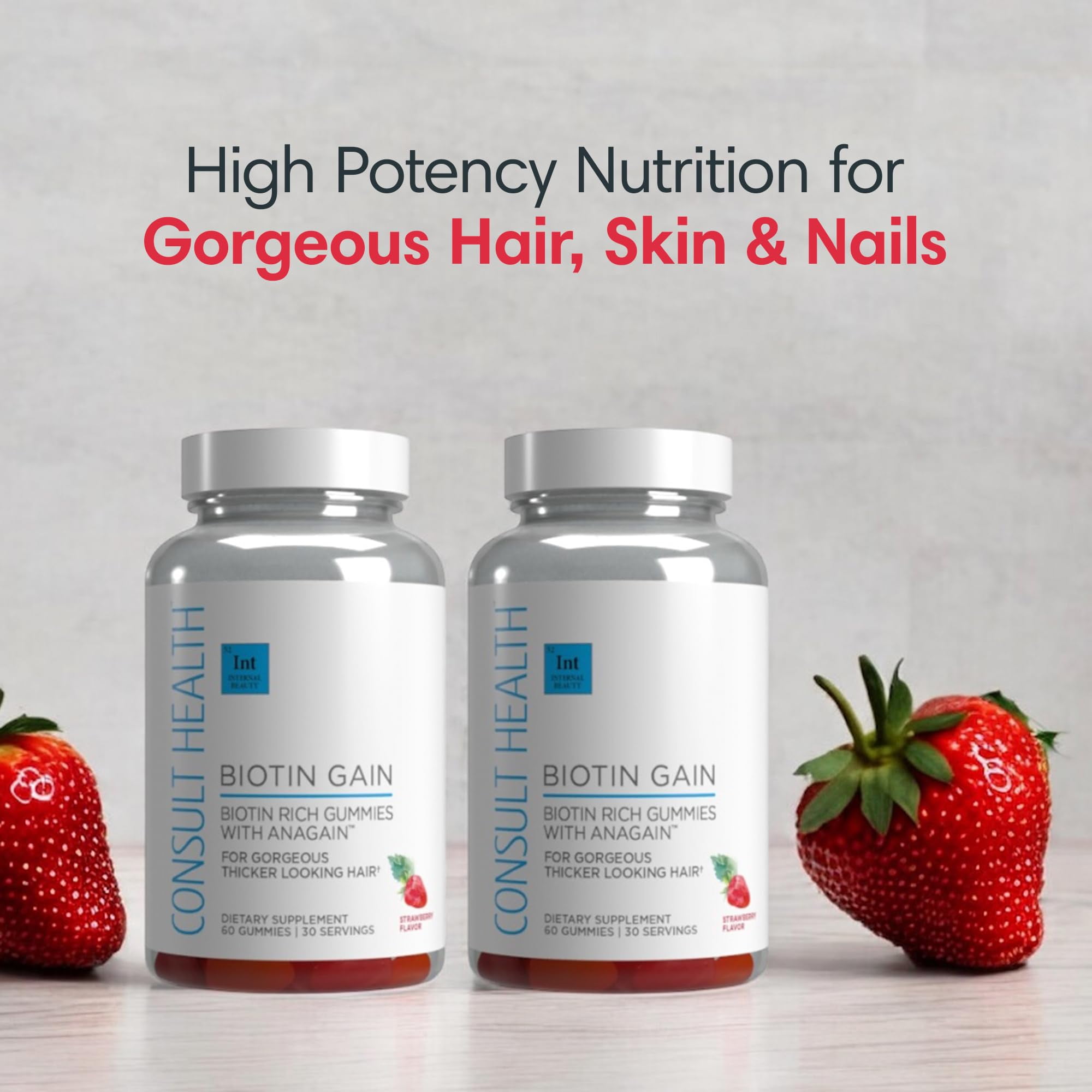 Consult Beaute Biotin GAIN Gummies - Reduce Hair Loss, Clinically Tested - 60 Count