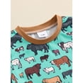 thumbnail image 4 of Suealasg Western Toddler Boys Clothes 6M 1T 2T 3T Short Sleeve Cattle Print T-Shirt Tops and Drawstring Shorts Sets 2Pcs Baby Boy Summer Casual Farm Outfits, 4 of 6