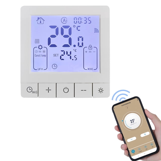 Riwcyla Smart Thermostat for Home WiFi Voice App Programmable Temperature Control IP20 Protection 24H Timed On/Off Digital Thermostat for 16A Electric Underfloor Heating Compatible with Home