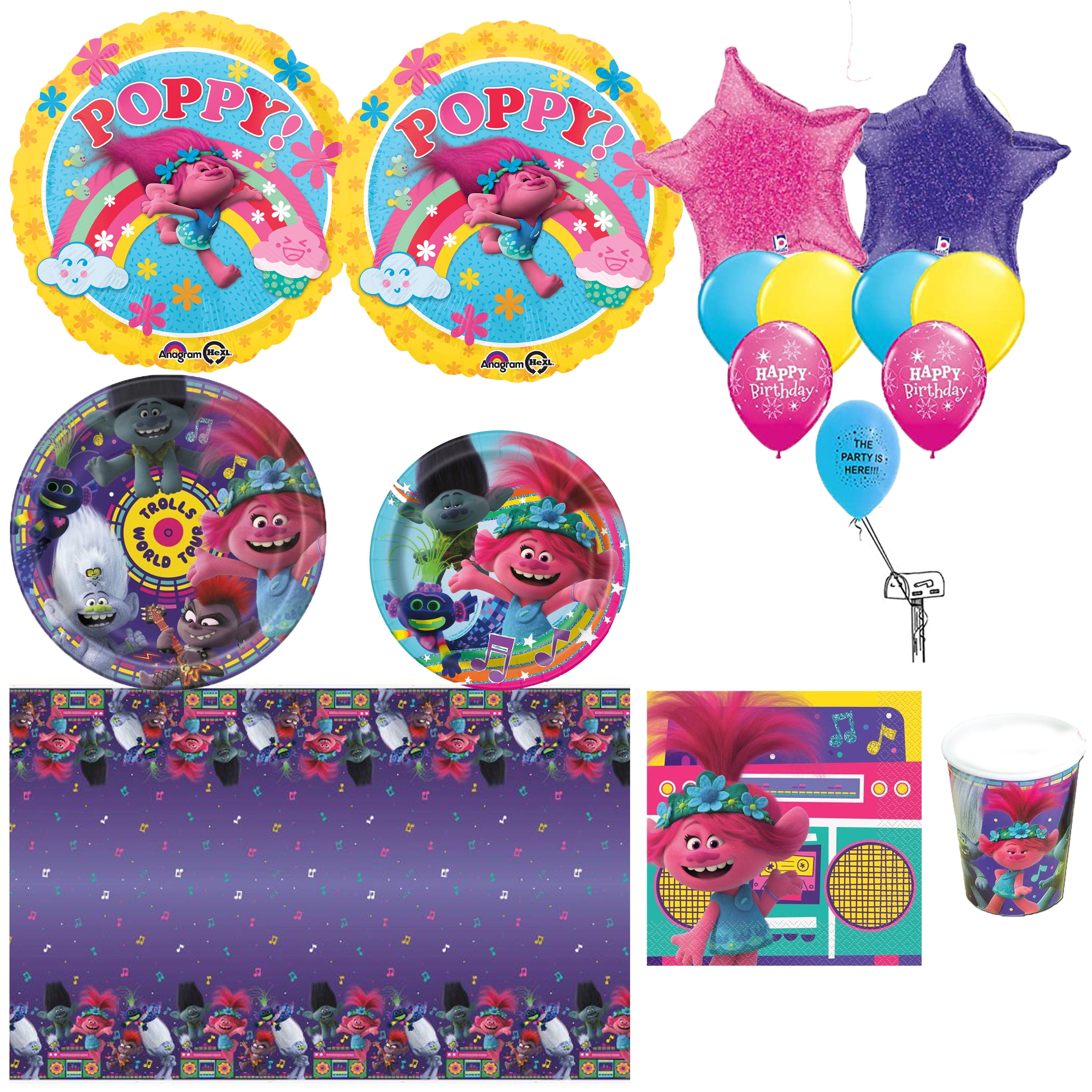 Trolls Poppy 2nd Birthday Party Supplies 16 Guest Kit and Balloon 
