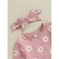 thumbnail image 5 of Bagilaanoe 3PCS Toddler Baby Girl Boy Pants Set Daisy Print Long Sleeve Sweatshirt Tops + Sweatpants 6M 9M 12M 18M 24M 3T Kids Casual Sweatsuits, 5 of 9