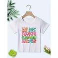 thumbnail image 2 of Camiseta informal de manga corta para niña "En mi cuarto grado": estampado de letras vibrantes y coloridas, transpirable, cuello redondo, corte regular, divertida camiseta gráfica, tela cómoda., 2 of 8