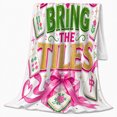 thumbnail image 2 of Playful Mahjong Tiles Bestie'S Bring Tiles Text Design, Cozy Friendship Quote Scene, Warm Flannel Blanket for Living Room and Reading Nook, Art Lovers Friendship Gift, Artistic Home Decor, 2 of 9
