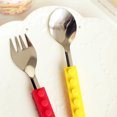 thumbnail image 4 of Utensilios Para Niños Pequeños, Bloque De Construcción De Acero Inoxidable, Juego De Cubiertos, Bloque De Enclavamiento Redondo, Bloque Seguro, Cubiertos Para Cocina De Interior Para Niños 3 Piezas Speravity HA013539-00, 4 of 6