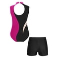 thumbnail image 2 of Alvivi Gymnastics Leotards for Girls Sleeveless Color Block Dance Bodysuit and Shorts Bottoms Hot Pink&Black 16, 2 of 7