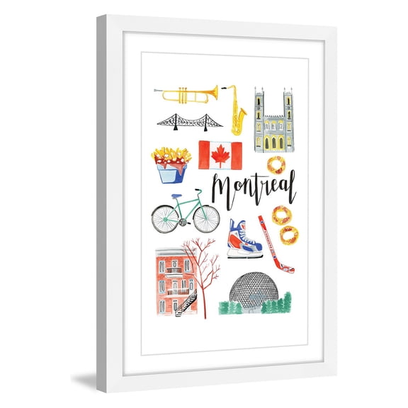Marmont Hill "Montreal Icons" By Molly Rosner Framed Painting Art Print, 16.0" x 1.5"