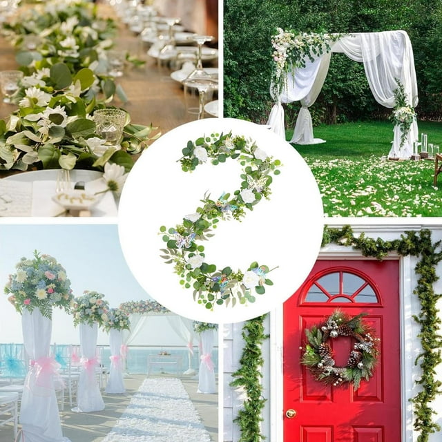 70.86in Garland With Flowers Rose Gypsophila Garland Floral Garland Greenery Garland For Wedding Spring Home Party Craft Art Table Runner Mum Flowers Flowers for Floating Roses Wedding Details Props