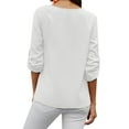 thumbnail image 4 of HUBERY Women V Neck Single Breasted Rolled Long Sleeve Solid Color Top, 4 of 5