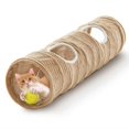 thumbnail image 1 of Túnel para gatos interior, tubo recto plegable con bola y 2 agujeros, túneles juego para gatos, conejos, hurones, cachorros y mascotas grandes, diámet, 1 of 7