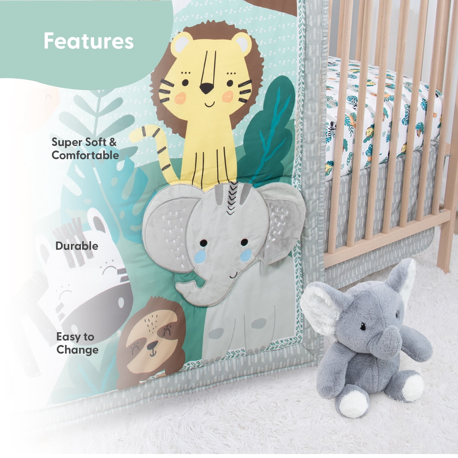 The Peanutshell Crib Bedding, Butterfly Song Baby Crib Bedding Set and Mobile, 4-Piece Set