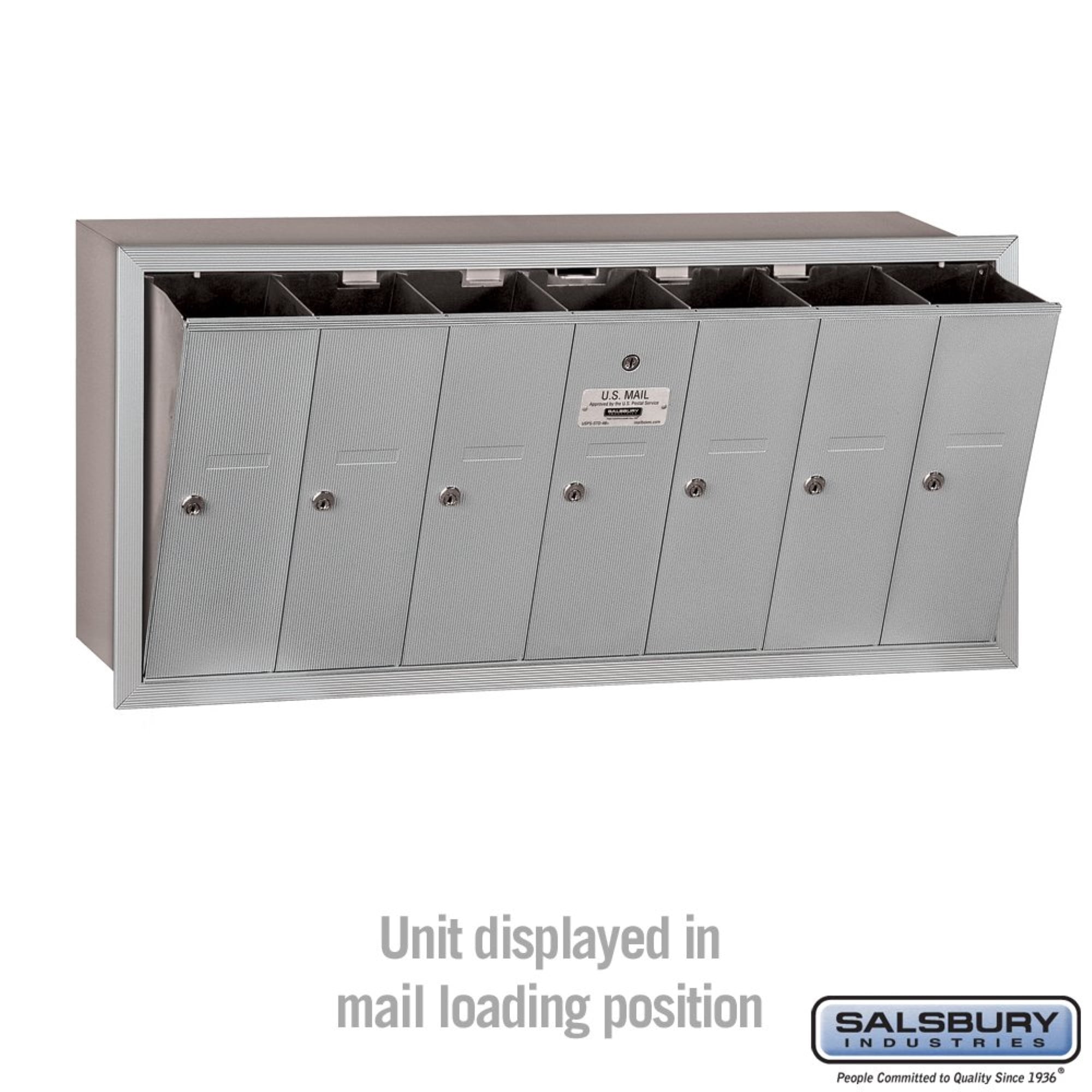 Vertical Mailbox (Includes Master Commercial Lock) - 7 Doors - Aluminum - Recessed Mounted - Private Access