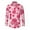 Pink, variant on IWRICH Valentine's Day Dress Shirt for Men Vacation Stylish Casual Lapel Long Sleeve Heart Printed Button down Tops Watermelon Red XL