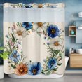 thumbnail image 6 of Spring Plant No Hooks Shower Curtain with Snap-in Liner White Blue Circle Flower Linen Texture Shower Curtains for Bathroom, Waterproof, Easy Install, Washable 66"x72", 6 of 9