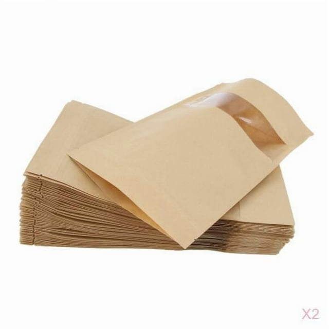 2x Bolsa de papel Kraft 50X secos de