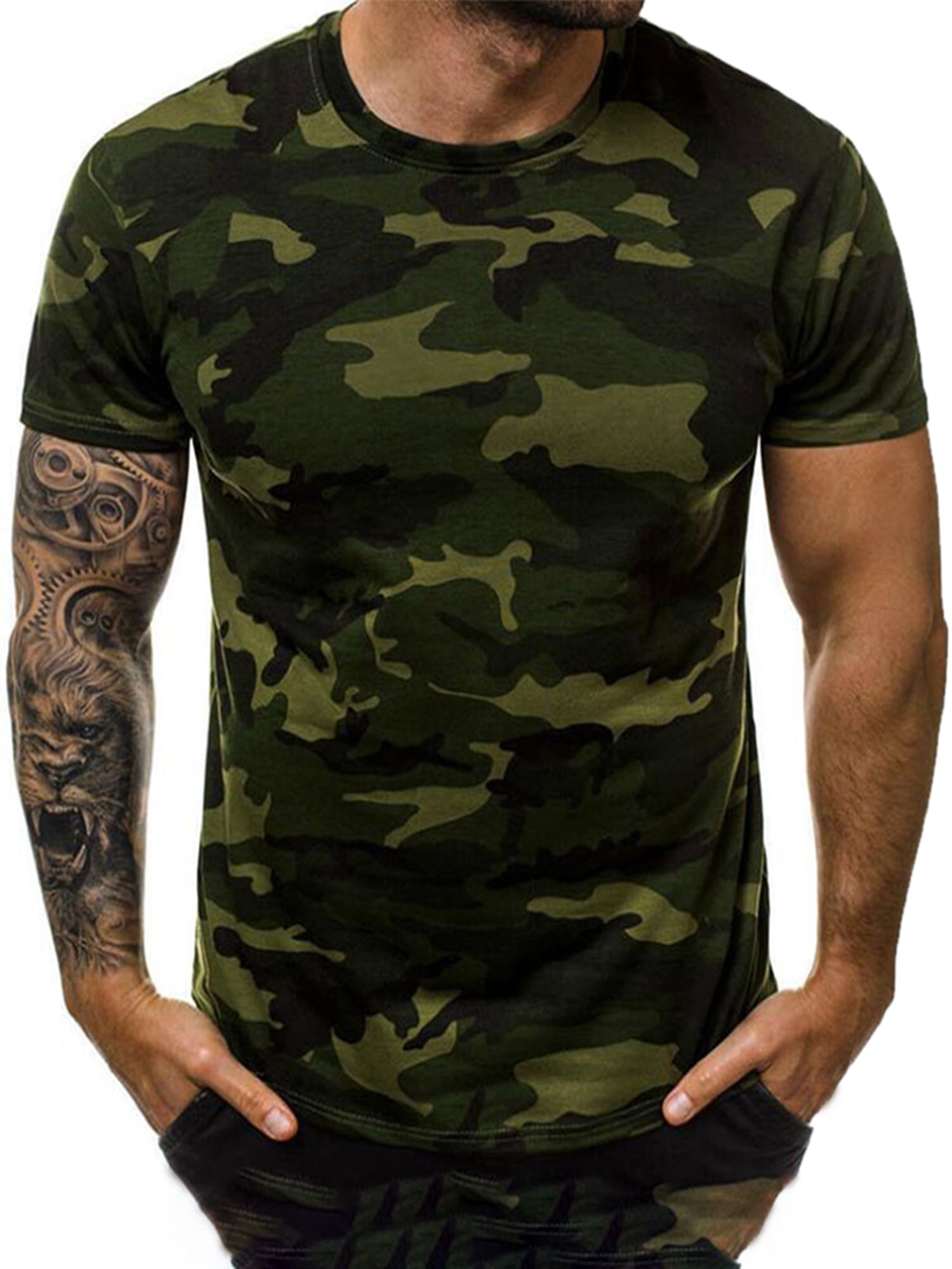 Skalk De andere dag Keel Capreze Summer Camouflage Print Tops for Men Casual Slim Fit T-shirt Short  Sleeve Round Neck Blouse Tunic - Walmart.com