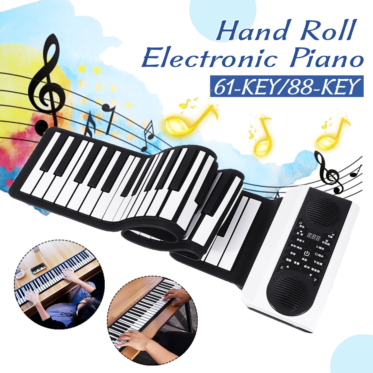 61/88Keys Handrolled Electronic Piano Portable Folding Piano 2000Mah
