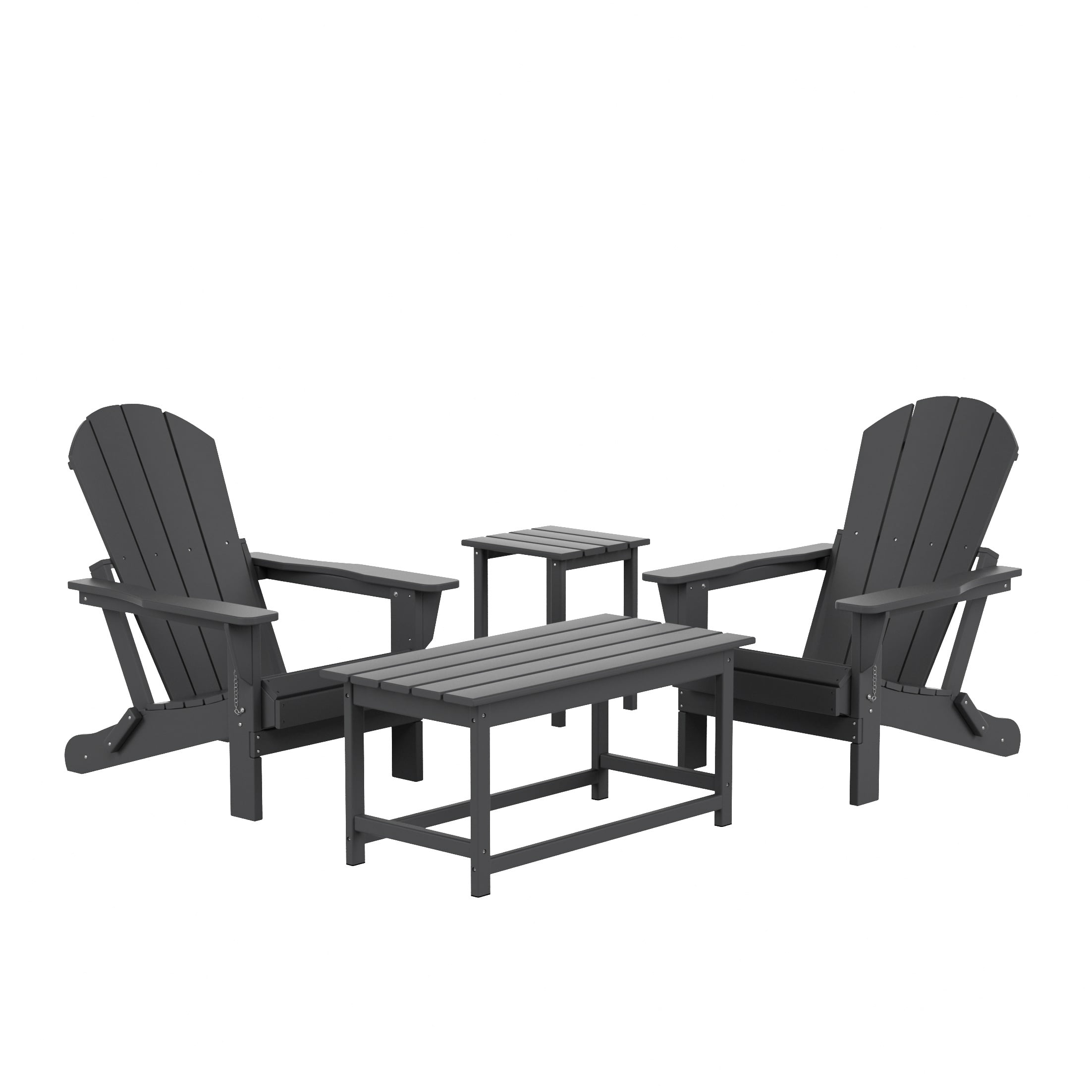 WestinTrends 4 Piece Polyethylene Outdoor Patio Furniture Set with Coffee and Side Table, Gray