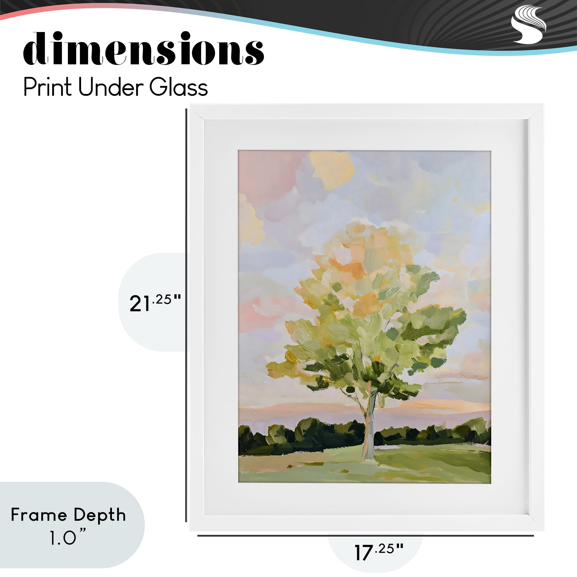 Stupell Industries Sunlit Tree Landscape Impression White Framed Print Under Glass, design by The Prints Vibe