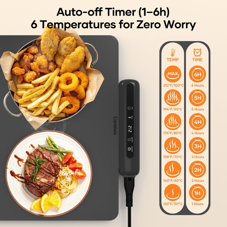 Consiwa Electric Warming Tray 34x16 Inch with 6 Settings photo 5
