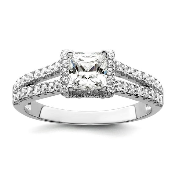 925 Sterling Silver Brilliant Embers Rhodium Plated Cubic Zirconia Ring Size 8 Ring for Women