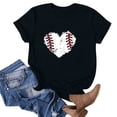 thumbnail image 3 of WREESH Women's Trendy Baseball Graphic Tee Round Neck Short Sleeve Fashion Out Blouse Black, 3 of 4