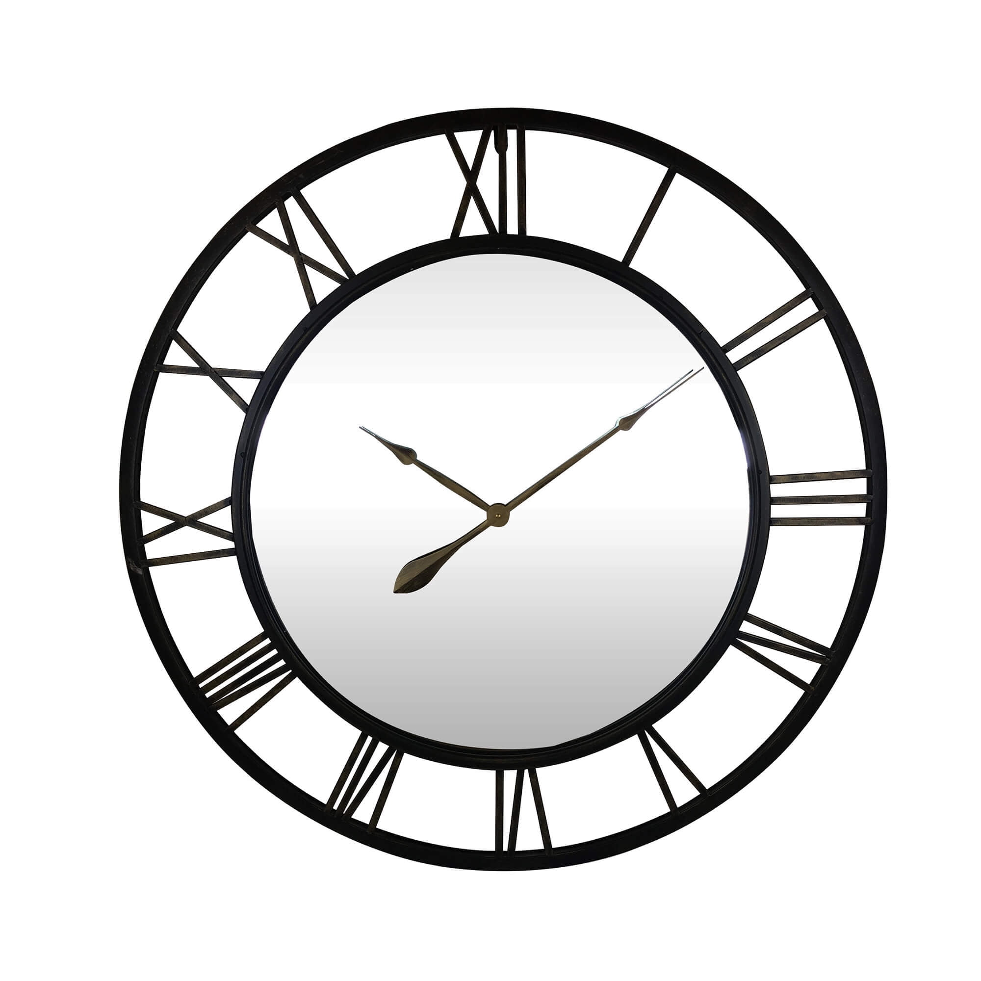 Black Roman Numbers With Mirror Metal Wall Clock Walmart Canada