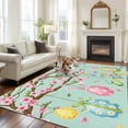 thumbnail image 2 of Non-Slip Rug Pad Rugs Happy Easter Egg Bunny Ear Rectangle Area Rugs 5x7Ft Soft Carpet Pads for Living Room Kids Room, Spring Floral Branch Teal Green, 2 of 9