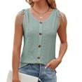 thumbnail image 4 of aidice Women's Tank Tops Sleeveless Crewneck Button Loose Tops Summer Casual Vacation Beach Tanks, 4 of 7