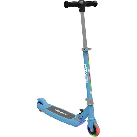 Hover-1 Lunar Kids Folding Kick Scooter with Color-Changing LED Light Up Wheels, Foot Brake, Adjustable Height Handle, and Light Weight Design