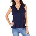 thumbnail image 2 of Blusa sin mangas con ribete de encaje Michael Kors azul PS, 2 of 2