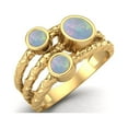 thumbnail image 2 of Mooneye 5mm Round Opal Split Shank Band 925 Sterling Silver Gold Vermeil Trio Stone Women Gifts Ring, 2 of 4