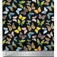 thumbnail image 1 of Soimoi Black polyester Crepe Fabric Colorful Butterfly Fabric Prints By Yard 52 Inch Wide, 1 of 5
