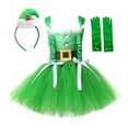 thumbnail image 2 of Baby Outfit Christmas Sleeveless Christmas Elf Dresses for Girls with Headband and Pair of Gloves Set Green Tutu Girls Formal Dresses Size 2-3 Years, 2 of 5