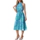 thumbnail image 4 of Vestido de verano bohemio Inspire Chic para mujer, sin mangas, con cuello halter, vestido midi casual con estampado floral en azul y verde, talla XL, 4 of 6