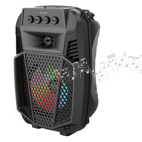 Escape - Haut-Parleur Bluetooth Sans Fil, Super Basse avec Radio FM et Rétro-Éclairage, Noir