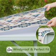 thumbnail image 6 of Colorful Geometric Triangle Diamond Pattern Square Fitted Tablecloth with Elastic Edge,Square Table Cover,Washable Elastic Table Cover for Home Kitchen Party Decor 36"x36", 6 of 6