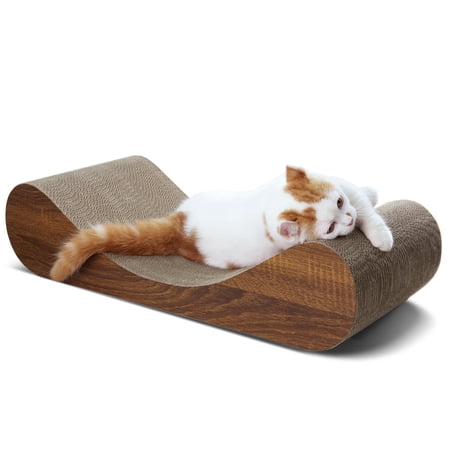 SUGIFT Cat Scratcher Cardboard Lounge Bed  wood
