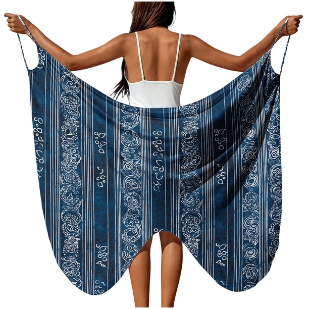 TaTaai Ladies Solid Beach Cover Up Sarong Wrap Dress with Adjustable Tie Waist Sheer Flowy Long Skirt Lightweight Chiffon Cover Up for Swimwear Vacation Wear Gift