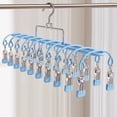 thumbnail image 4 of Closet Organizer with 20 Clips,Clothes Drying Rack,Upgraded Legging Hangers,Space Saving Hanging Closet Organizer,Legging Hangers for Closet Organizer,Hanging Rack for Clothes,Socks,Hats,14.3",Blue, 4 of 4