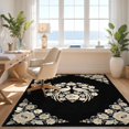 thumbnail image 3 of Design&I 4'x6' Washable Area Rug Pet Friendly & Non-Slip Built-In Grip Chinoiserie Floral Bird Medallion With Oriental Vintage Blossom Frame for Reading Nook, Bedroom, 3 of 7