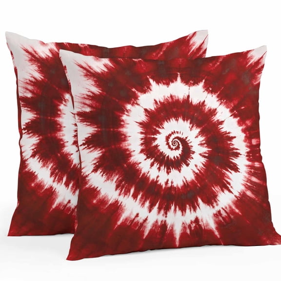 Red Tie-dye Outdoor Pillow Covers Pack of 2 Chinese Style Abstract Ethnic Spiral Watercolor Waterproof Throw Pillow Covers Decorative Cushion Cases for Patio Garden Tent Balcony Couch 20x20 inch