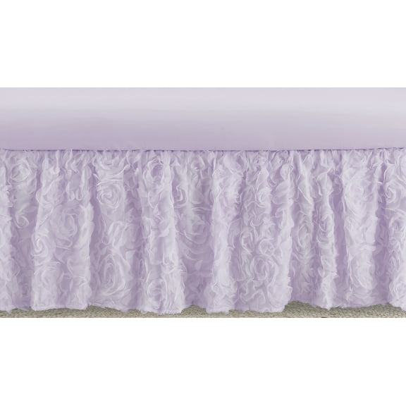 Purple Floral Rose Dust Ruffle Crib Skirt by Sweet Jojo Designs