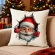 thumbnail image 5 of Funda de cojín de lino con estampado navideño | Funda de cojín cuadrada para sofá | Funda de cojín decorativa para sala de estar y cafetería, 5 of 5
