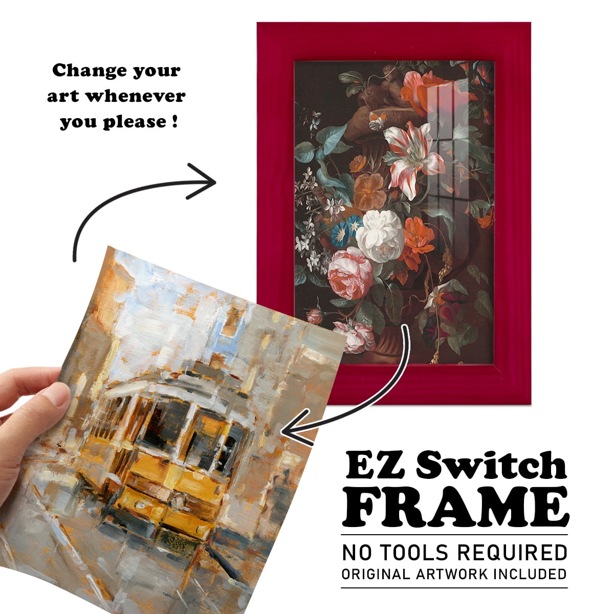 Day Trolley II - Framed Print w/glass - Cherry Red