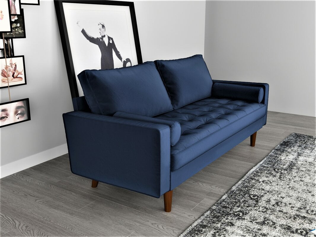 Uspridefurniture Velvet Back Support Mac Sofa, Space Blue