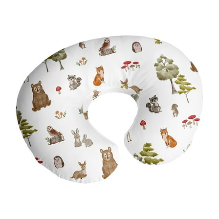Sweet Jojo Designs Watercolor Woodland Forest Animals Boy, Girl, Unisex/Gender Neutral Nursing Pillow Cover Case (Pillow Not Included)