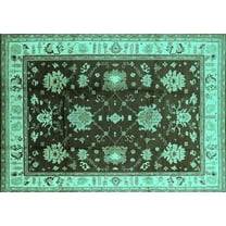 Ahgly Company Indoor Rectangle Oriental Turquoise Blue Traditional Area Rugs, 5' x 7'