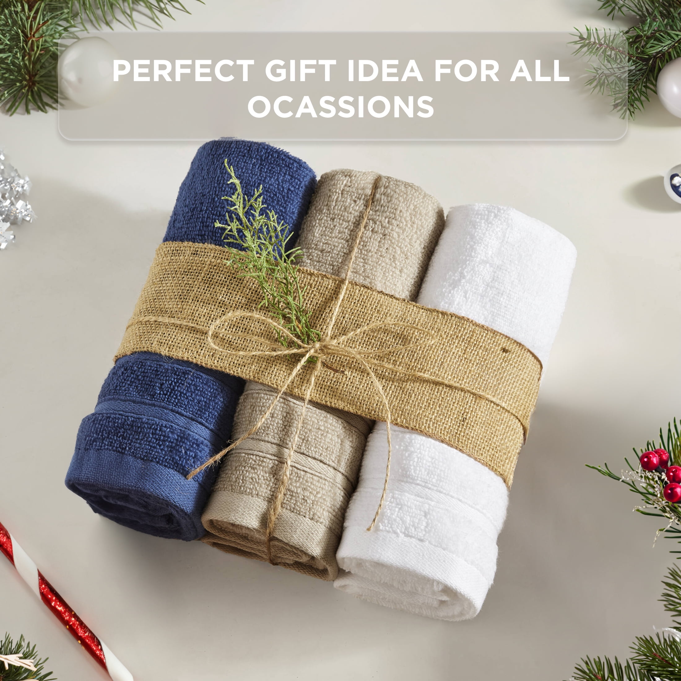 Regency Heights 4-Piece Quick Dry Cotton Bath Towels, Soft & Ultra Absorbent, Beige, Oversized Towel Set