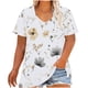 thumbnail image 2 of Puntoco Liquidación de blusas cortas para mujer Camisa básica estampada de manga corta con cuello en V y talla grande para mujer, 2 of 5