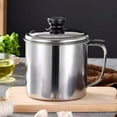 thumbnail image 3 of BRIGHTFUFU 1 Set Grease Container for Kitchen with Strainer Stainless Steel Oil Filter Pot Large Capacity Oil Holder for Cooking Convenient Oil Storage Can for Home, 3 of 7